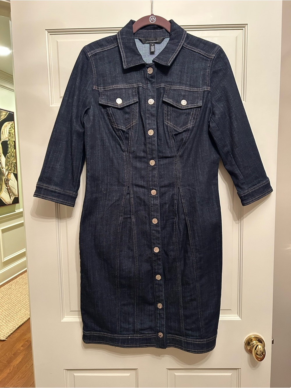 Dark Indigo Button-Front Denim Dress White House black market - Picture 5 of 9